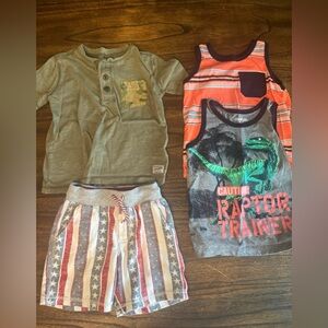 4 Oshkosh Toddler Boys 4t T-Shirt, Short & 2 Tank Tops